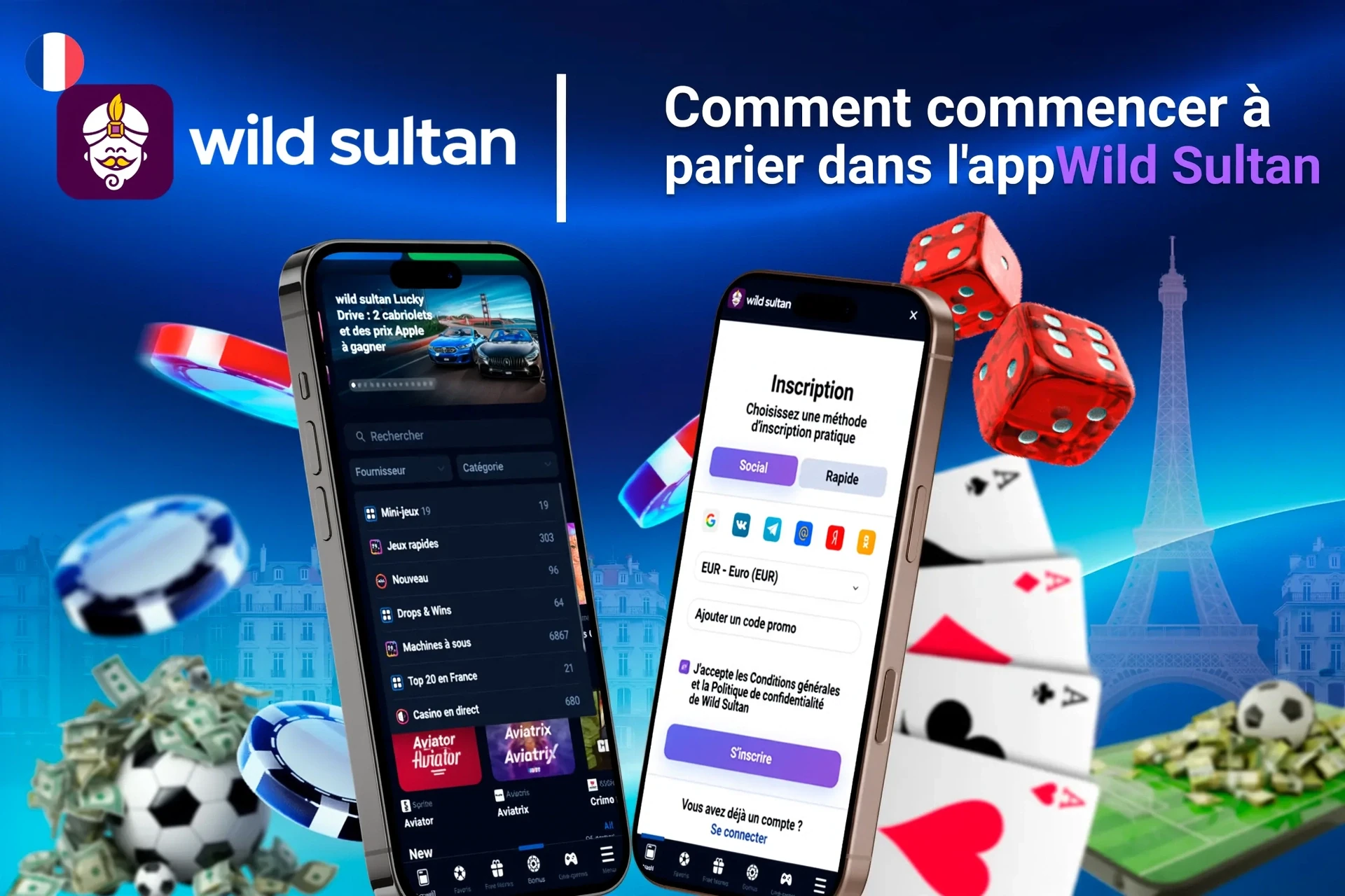 Step-by-step guide to starting betting on the мapp, with registration and game selection shown on mobile screens