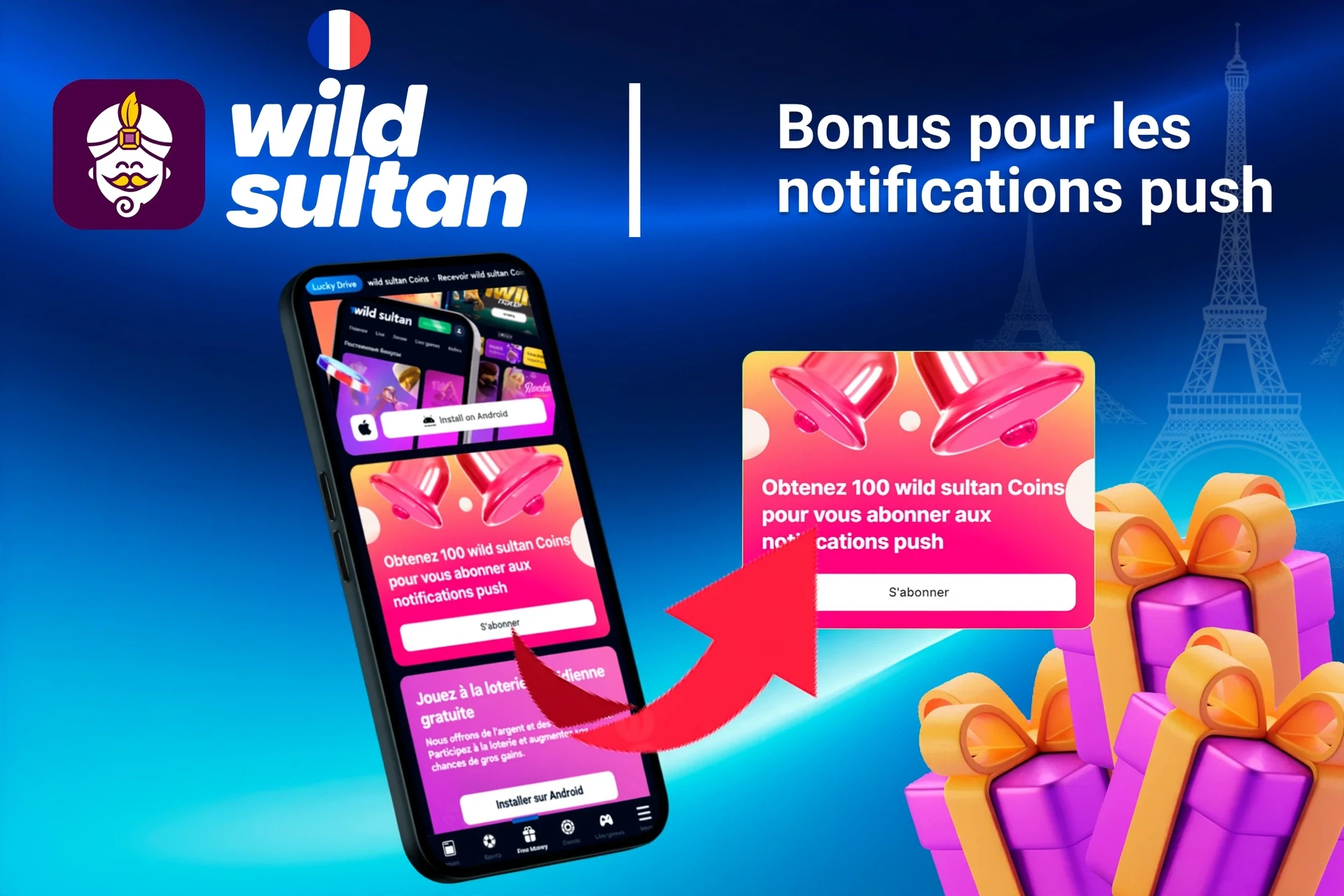 application mobile affichant des offres et promotions avec des pièces et des éléments liés au poker