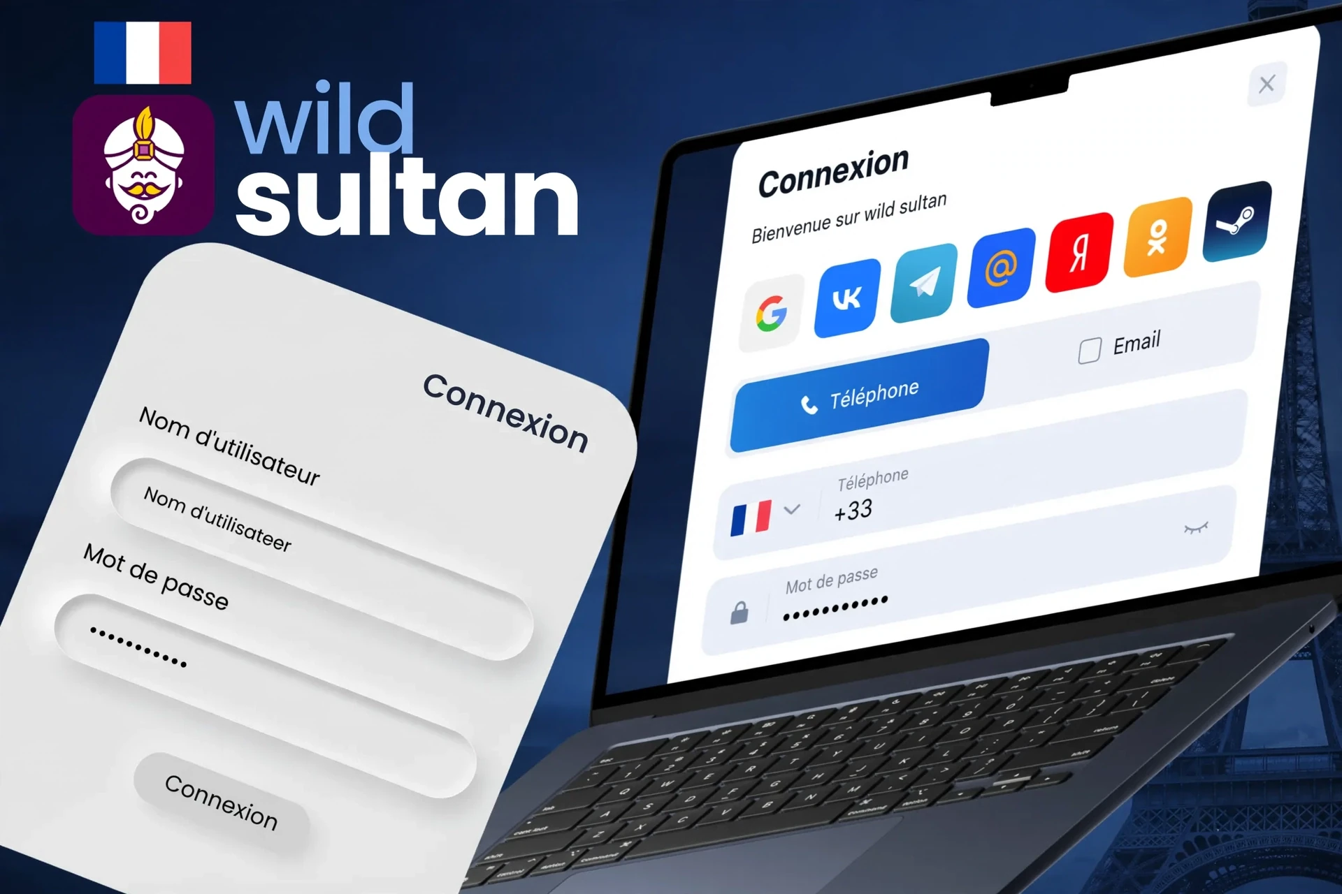 Description des actions pour se connecter au compte personnel via le site web ou l'application mobile